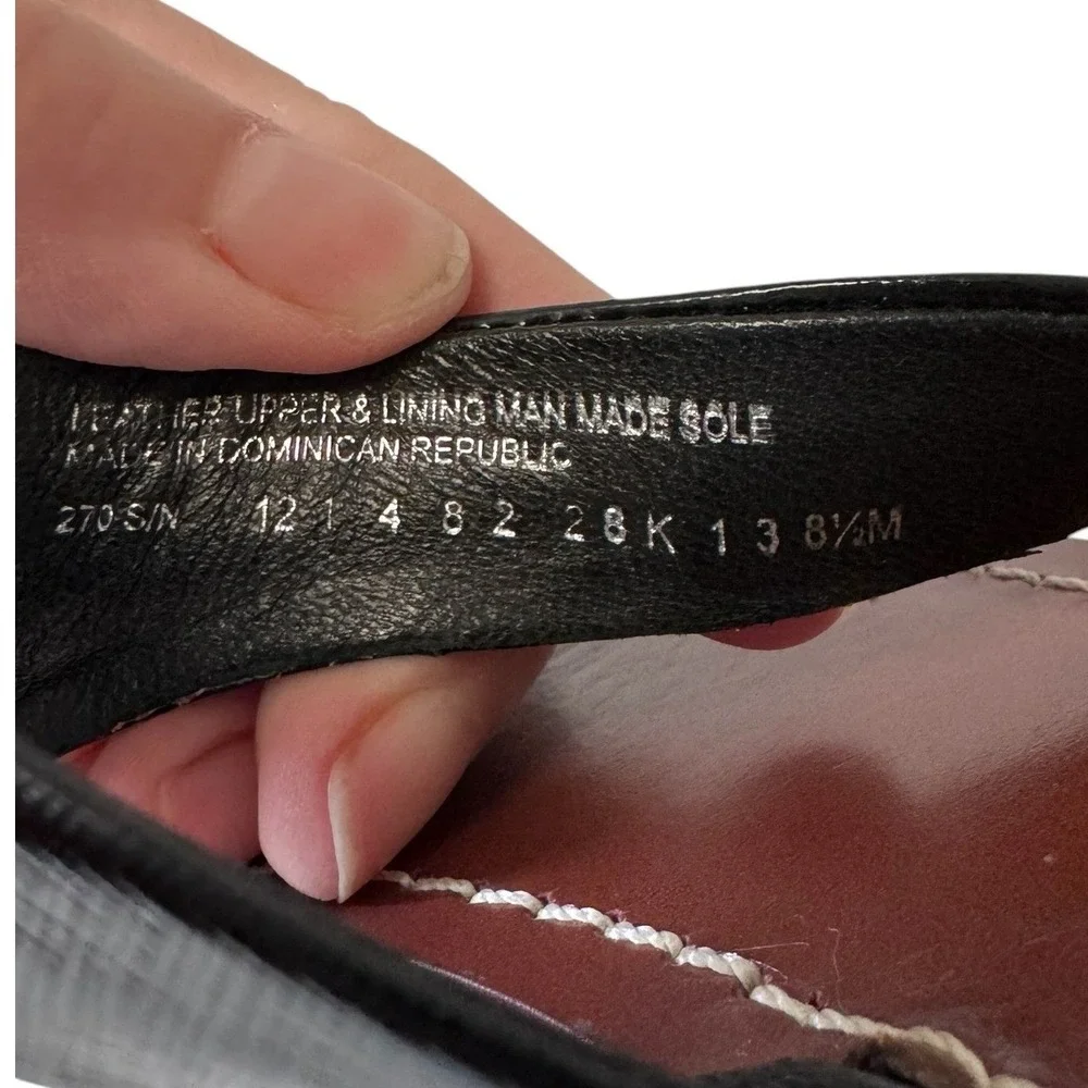Tory Burch Miller Black Patent Leather Thong Sandals Brown Gold Logo Medallion